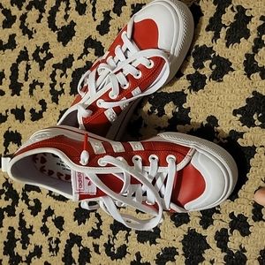 Adidas  shoes 8.5 red and white platform  the white has small hearts, wore once